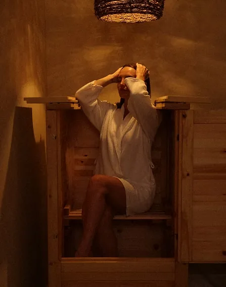 Herbal cedar steam sauna (phyto barrel) at LIMFAERA